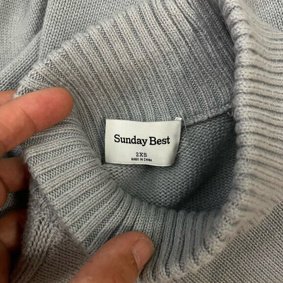 Sunday Best XX2 Organic Cotton Cashmere Blend Mock Neck Boxy Cropped Sweater - Picture 8 of 13